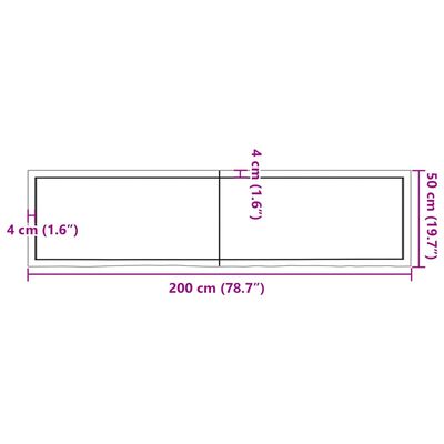 vidaXL Zidna polica tamnosmeđa 200x50x(2-6) cm od obrađene hrastovine