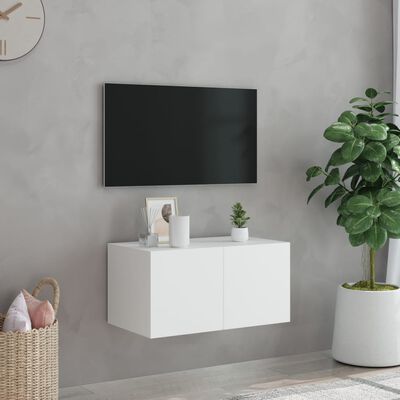 vidaXL Zidni TV ormarić s LED svjetlima bijeli 60x35x31 cm