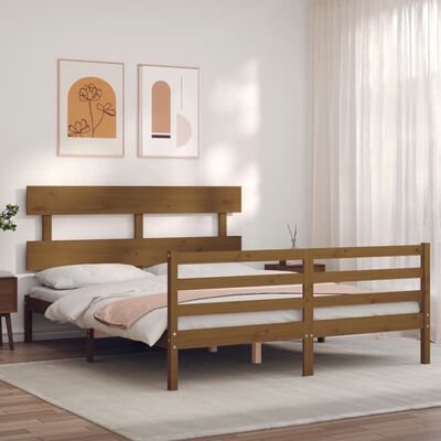 vidaXL Okvir kreveta s uzglavljem boja meda 160 x 200 cm masivno drvo