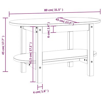 vidaXL Stolić za kavu 80 x 45 x 45 cm od masivne borovine