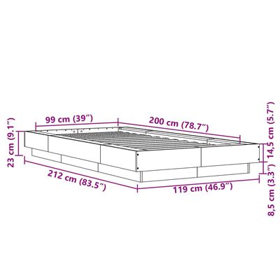 vidaXL Okvir za krevet crni 100x200 cm konstruirano drvo