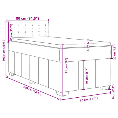 vidaXL Box spring krevet s madracem crni 80 x 200 cm od tkanine