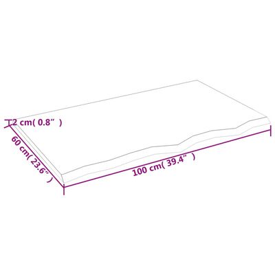 vidaXL Kupaonska radna ploča 100 x 60 x 2 cm netretirano masivno drvo