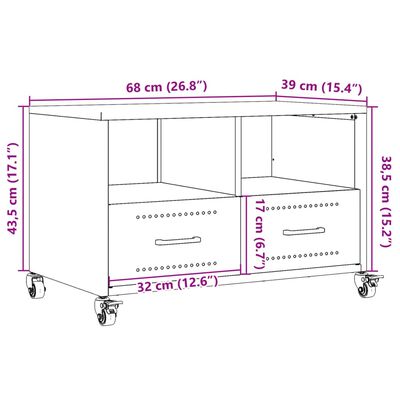 vidaXL TV ormarić boja senfa 68x39x43,5 cm čelični