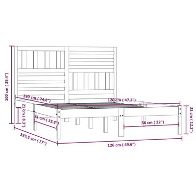 vidaXL Okvir za krevet boja meda 120x190 cm masivna borovina bračni