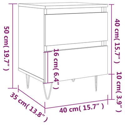 vidaXL Noćni ormarići 2 kom boja hrasta 40x35x50 cm konstruirano drvo