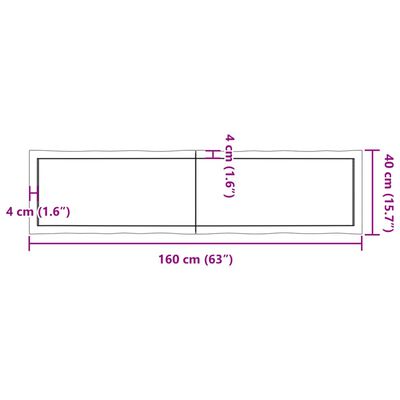 vidaXL Stolna ploča tamnosmeđa 160x40x(2-6) cm obrađena hrastovina