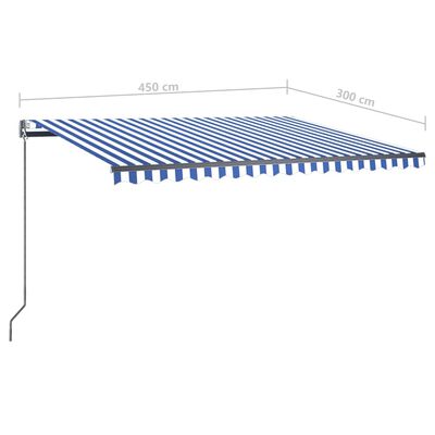 vidaXL Automatska tenda sa senzorom LED 450x350 cm plavo-bijela