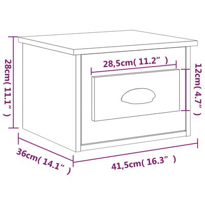 vidaXL Zidni noćni ormarić crni 41,5 x 36 x 28 cm