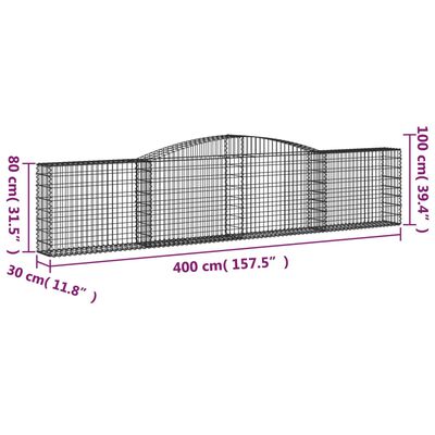 vidaXL Lučne gabionske košare 25 kom 400x30x80/100cm pocinčano željezo