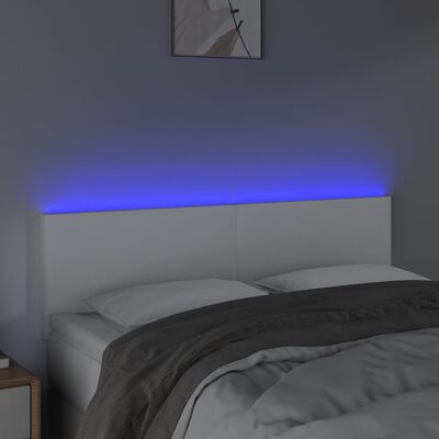 vidaXL LED uzglavlje bijelo 144 x 5 x 78/88 cm od umjetne kože