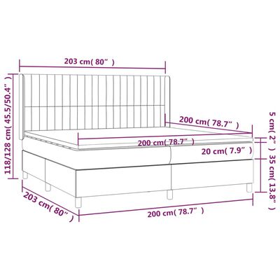 vidaXL Krevet s oprugama i madracem tamnosivi 200 x 200 cm od tkanine