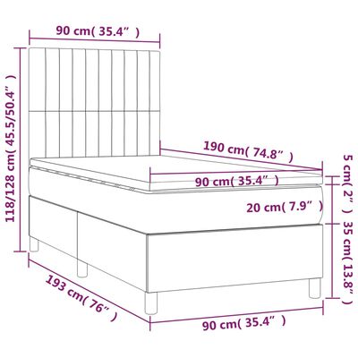 vidaXL Krevet s oprugama i madracem krem 90 x 190 cm od tkanine