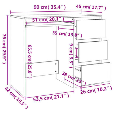 vidaXL Radni stol bijeli 90 x 45 x 76 cm konstruirano drvo