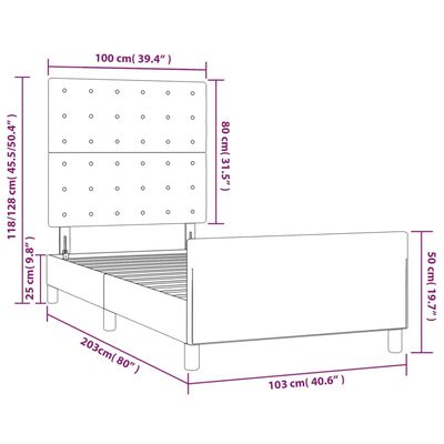 vidaXL Okvir za krevet s uzglavljem crni 100x200 cm od umjetne kože