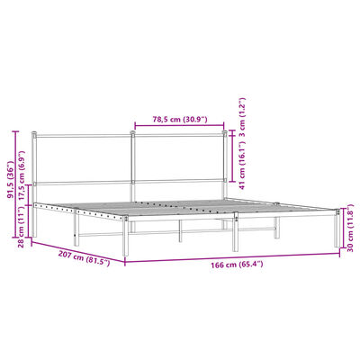 vidaXL Metalni okvir kreveta bez madraca boja hrasta 160x200 cm