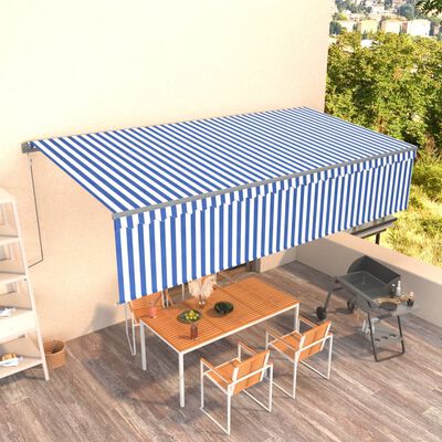 vidaXL Automatska tenda na uvlačenje s roletom 6 x 3 m plavo-bijela