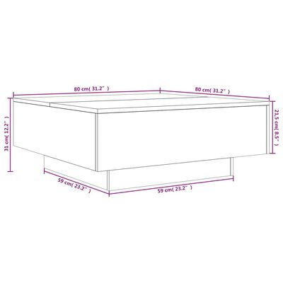 vidaXL Stolić za kavu boja sivog hrasta sonome 80x80x31 cm od iverice