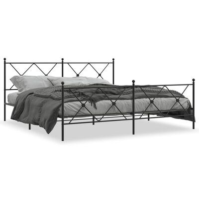 vidaXL Metalni okvir kreveta uzglavlje i podnožje crni 180x200 cm