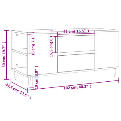 vidaXL Stolić za kavu bijeli 102 x 44,5 x 50 cm od konstruiranog drva