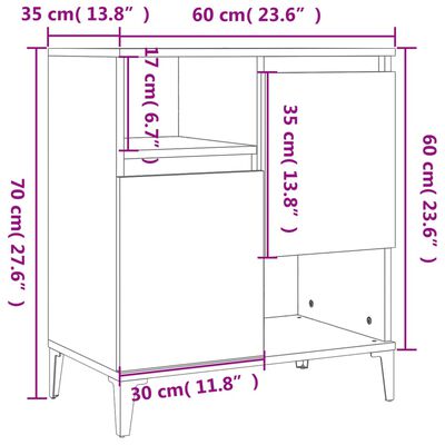 vidaXL Komode 3 kom boja hrasta 60 x 35 x 70 cm od konstruiranog drva