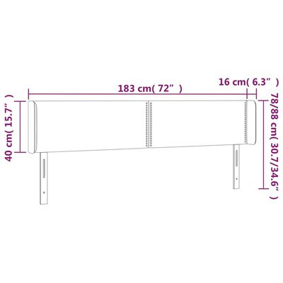 vidaXL LED uzglavlje svjetlosivo 183x16x78/88 cm od tkanine