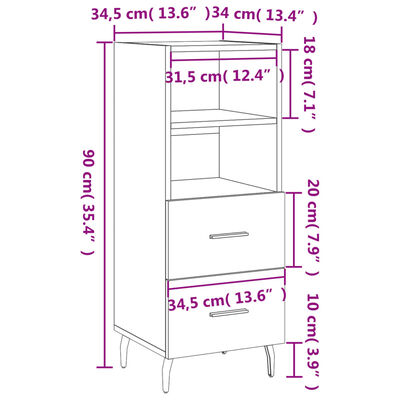 vidaXL Komoda siva boja betona 34,5x34x90 cm od konstruiranog drva