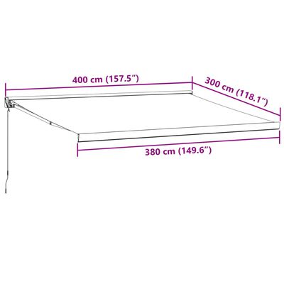 vidaXL Tenda na uvlačenje antracit-bijela 4x3 m od tkanine i aluminija