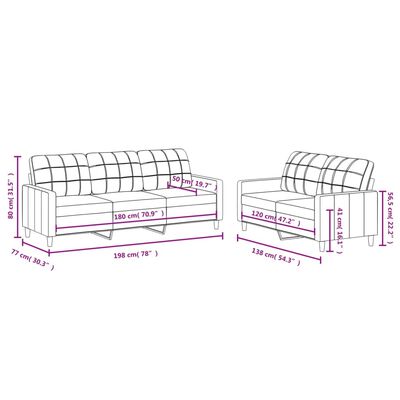 vidaXL 2-dijelni set sofa s jastucima svjetlosivi od tkanine