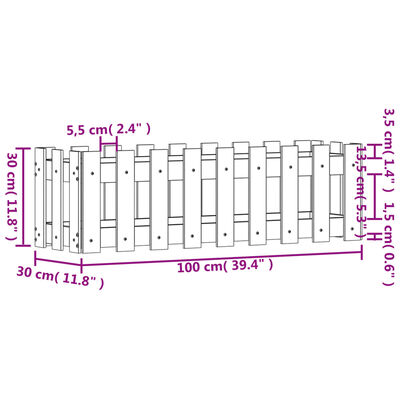 vidaXL Povišena vrtna gredica 100x30x30 cm impregnirana borovina