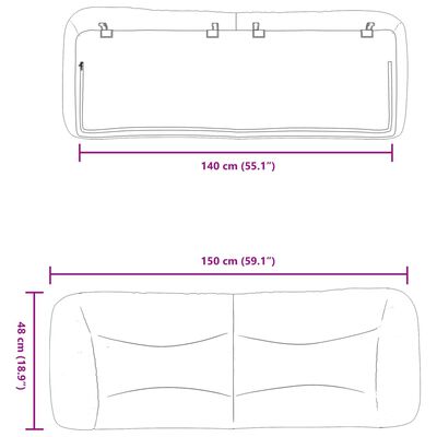 vidaXL Jastuk za uzglavlje krem 140 cm od tkanine