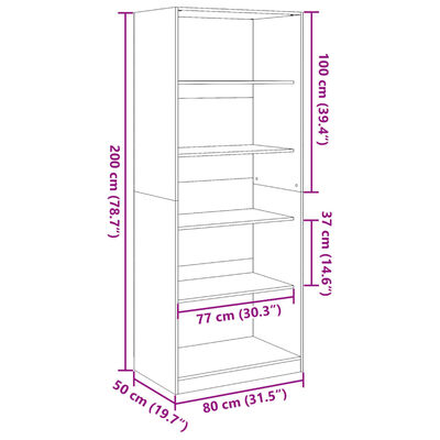 vidaXL Ormar boja dimljenog hrasta 80x50x200 cm konstruirano drvo