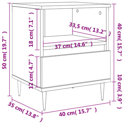 vidaXL Noćni ormarići 2 kom boja hrasta 40x35x50 cm konstruirano drvo