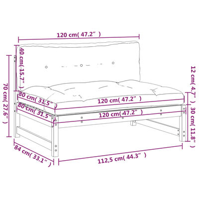 vidaXL Srednja sofa 120x80 cm od impregnirane borovine