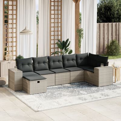 vidaXL 7-dijelni set vrtnih sofa sivi od poliratana