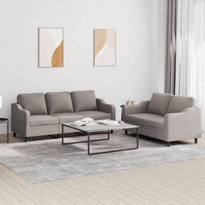 vidaXL 2-dijelni set sofa s jastucima smeđesivi od tkanine