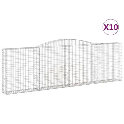 vidaXL Lučne gabionske košare 10kom 400x30x120/140cm pocinčano željezo