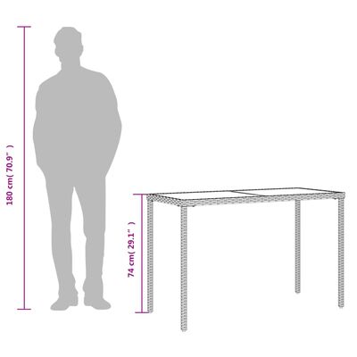 vidaXL Vrtni stol sa staklenom pločom bež 115x54x74 cm od poliratana