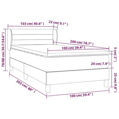 vidaXL Krevet s oprugama i madracem krem 100 x 200 cm od tkanine