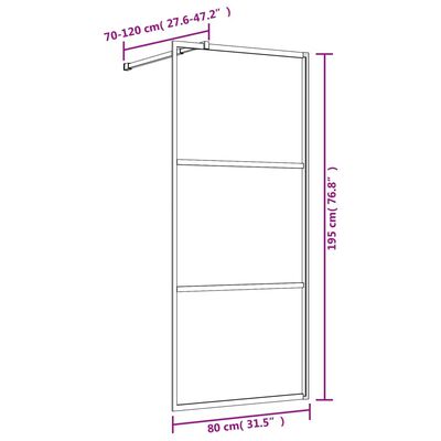 vidaXL Stijenka za walk-in tuš s prozirnim staklom ESG zlatna 80x195cm