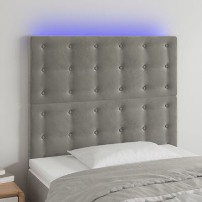 vidaXL LED uzglavlje svjetlosivo 100x5x118/128 cm baršunasto