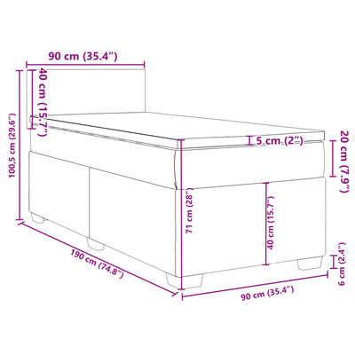 vidaXL Box spring krevet s madracem crni 90x190 cm od tkanine