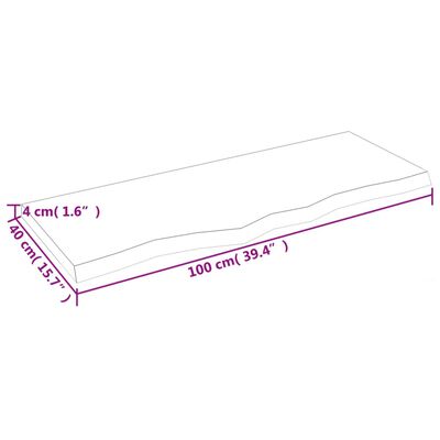 vidaXL Zidna polica 100x40x(2-4) cm neobrađena masivna hrastovina