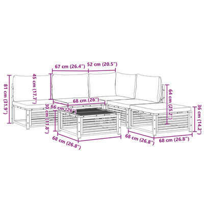 vidaXL 6-dijelna set vrtnih sofa s jastucima masivno bagremovo drvo