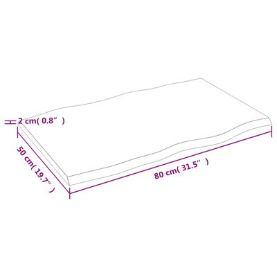 vidaXL Stolna ploča svjetlosmeđa 80 x 50 x 2 cm od obrađene hrastovine