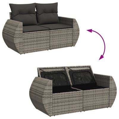 vidaXL 6-dijelni set vrtnih sofa od poliratana s jastucima sivi