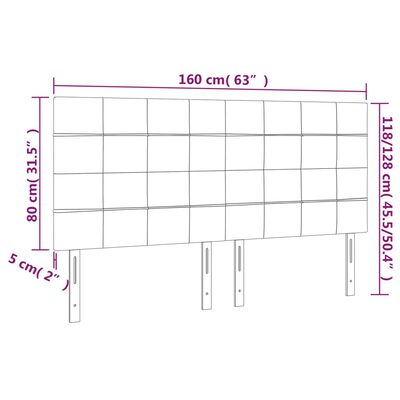 vidaXL Uzglavlja 4 kom svjetlosivi 80x5x78/88 cm od tkanine