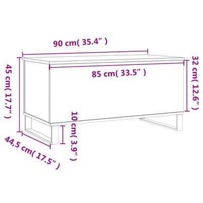 vidaXL Stolić za kavu boja hrasta 90 x 44,5 x 45 cm konstruirano drvo