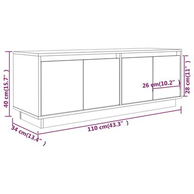 vidaXL TV ormarić bijeli 110 x 34 x 40 cm od masivne borovine