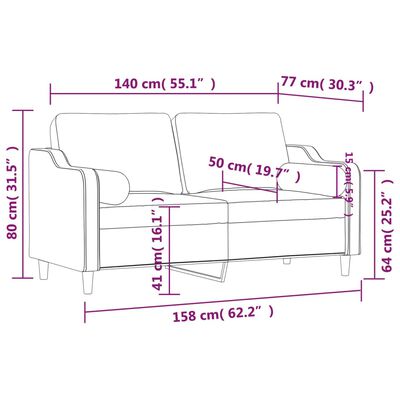 vidaXL Dvosjed s ukrasnim jastucima crni 140 cm od tkanine